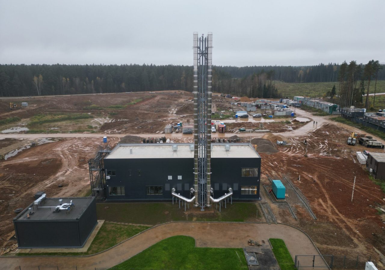 Газовая котельная с дымовыми трубами на территории жилого комплекса «ЖК Отрада», внешний вид объекта - проект выполнен ООО «Альянс Строй»